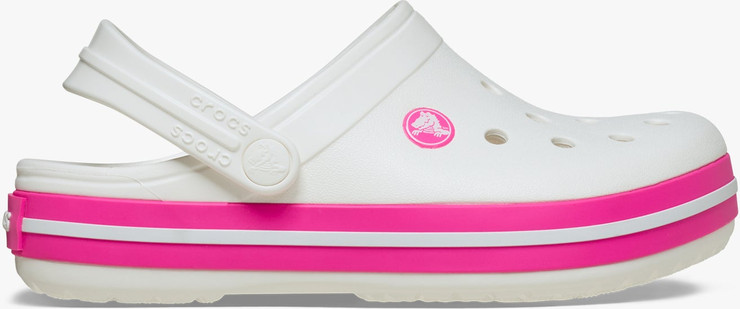 Crocs Crocband Clog K - כפכפי קרוקבנד קרוקס לילדים בצבע לבן/ורוד קראש