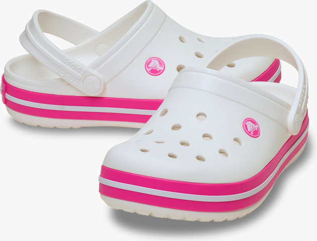 Crocs Crocband Clog K - כפכפי קרוקבנד קרוקס לילדים בצבע לבן/ורוד קראש