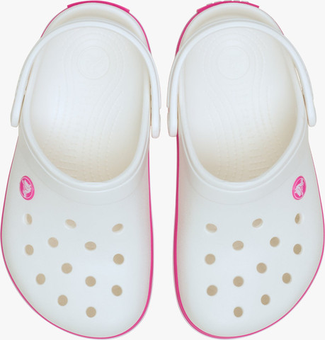 Crocs Crocband Clog K - כפכפי קרוקבנד קרוקס לילדים בצבע לבן/ורוד קראש