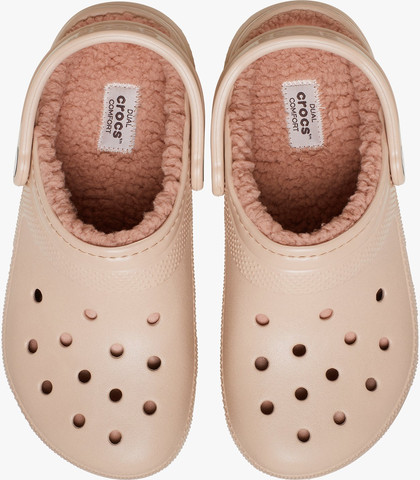 Crocs Classic Lined Clog -  כפכפי קרוקס פרוותיים בצבע ורוד קרמל