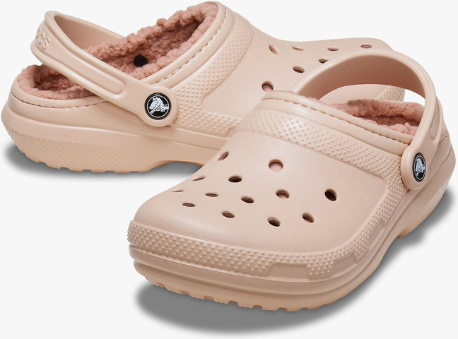 Crocs Classic Lined Clog -  כפכפי קרוקס פרוותיים בצבע ורוד קרמל