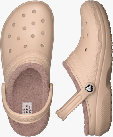 Crocs Classic Lined Clog -  כפכפי קרוקס פרוותיים בצבע ורוד קרמל