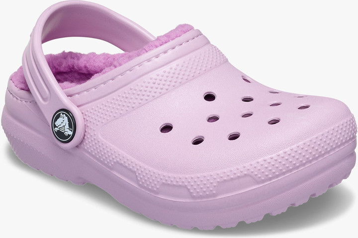 Crocs Classic Lined Clog T - כפכפים פרוותיים קרוקס לילדים מידות קטנות בצבע ורוד/סגול