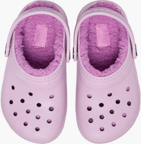 Crocs Classic Lined Clog T - כפכפים פרוותיים קרוקס לילדים מידות קטנות בצבע ורוד/סגול
