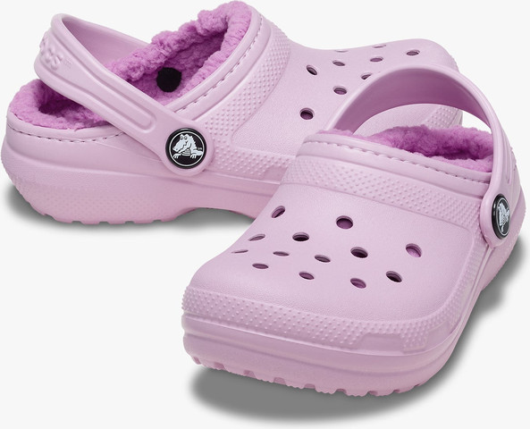 Crocs Classic Lined Clog T - כפכפים פרוותיים קרוקס לילדים מידות קטנות בצבע ורוד/סגול