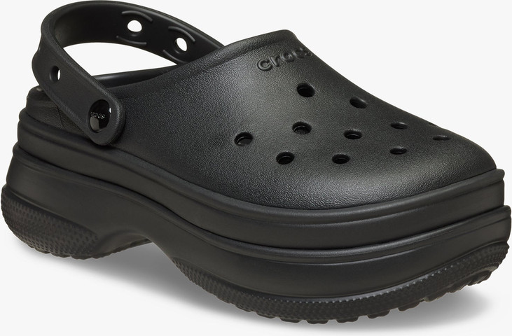 Crocs Classic Stacked Clog - כפכפי פלטפורמה קרוקס לנשים בצבע שחור/שחור