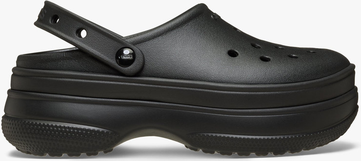 Crocs Classic Stacked Clog - כפכפי פלטפורמה קרוקס לנשים בצבע שחור/שחור