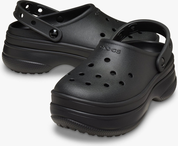 Crocs Classic Stacked Clog - כפכפי פלטפורמה קרוקס לנשים בצבע שחור/שחור