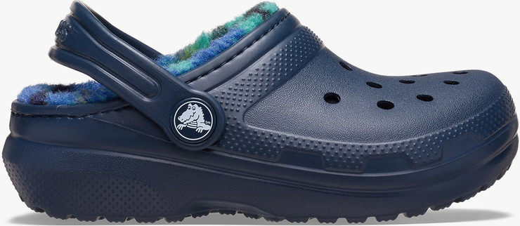 Crocs Classic Lined Bold Check Clog T  - כפכפי פרווה קלוג קרוקס לילדים בצבע נייבי מידות קטנות