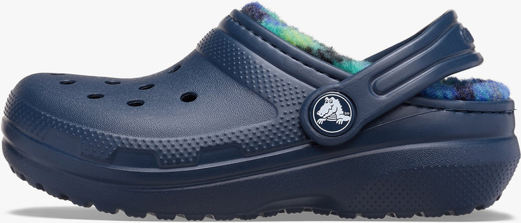 Crocs Classic Lined Bold Check Clog T  - כפכפי פרווה קלוג קרוקס לילדים בצבע נייבי מידות קטנות