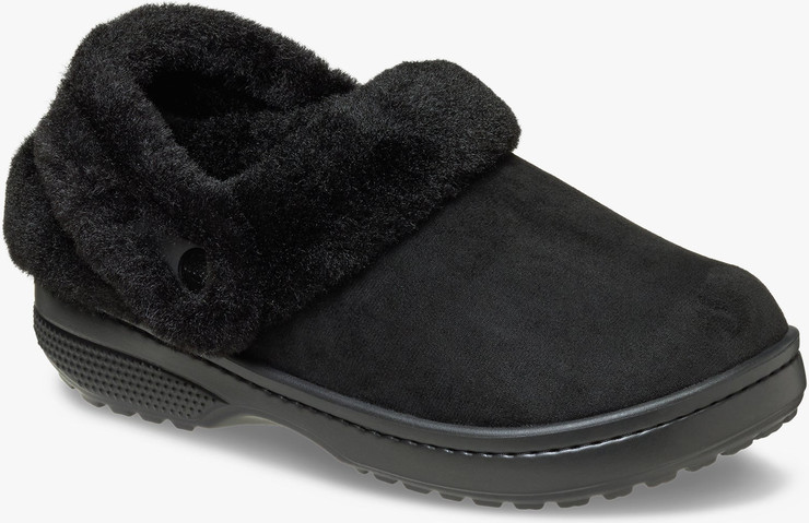 Crocs Classic Unfurgettable Vegan Suede Clog - כפכפי פרווה קרוקס לנשים בצבע שחור