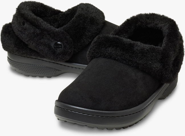 Crocs Classic Unfurgettable Vegan Suede Clog - כפכפי פרווה קרוקס לנשים בצבע שחור