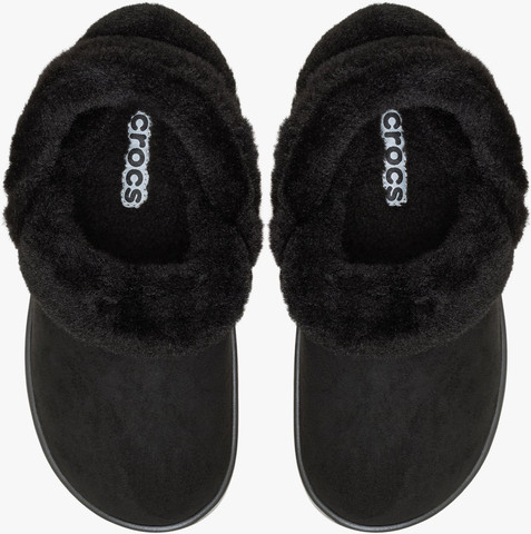 Crocs Classic Unfurgettable Vegan Suede Clog - כפכפי פרווה קרוקס לנשים בצבע שחור