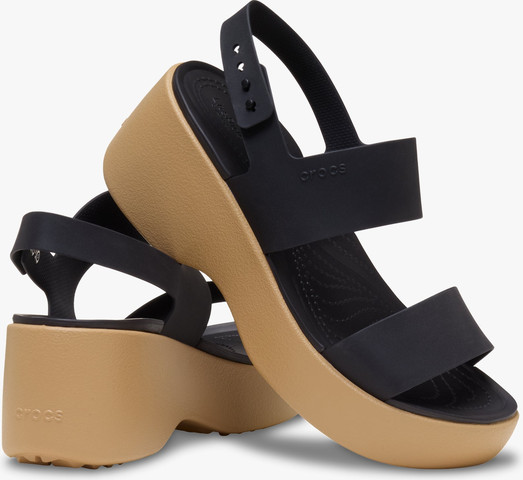 Crocs Brooklyn Sky Sandal - סנדלי פלטפורמה קרוקס ברוקלין סקיי לנשים בצבע שחור/חום קשיו