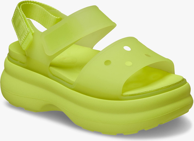 Crocs Soho Frosted Y Strap Sandal - סנדלי פלטפורמה קרוקס לנשים בצבע צהוב זרחני