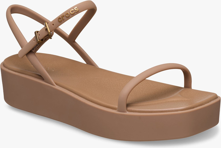 Crocs Miami Platform Y Strap Sandal - סנדלי פלטפורמה קרוקס לנשים בצבע שוקולד חלב