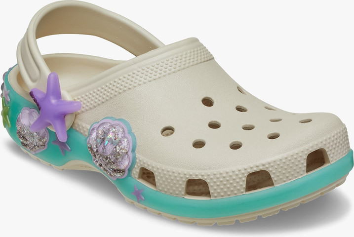 Crocs Classic Sea Sparkle Shaker Clog T - כפכפי קלוג קרוקס לילדים בצבע קרם בעיטור צדפים מידות קטנות