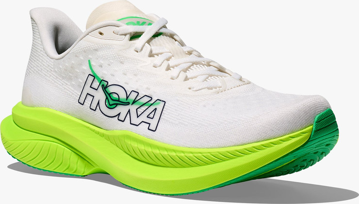 HOKA MACH 6 - נעלי ספורט לגברים הוקה מאך 6 בצבע לבן/נאון ליים