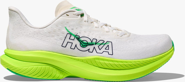 HOKA MACH 6 - נעלי ספורט לגברים הוקה מאך 6 בצבע לבן/נאון ליים
