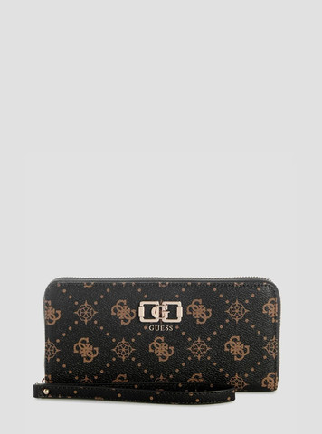 ארנק Guess Emelie Logo Slg Lrg Zip Around נשים - גס - Brown