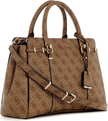 תיק Guess Leona Logo Mulit Comp Satchel נשים - גס - Brown