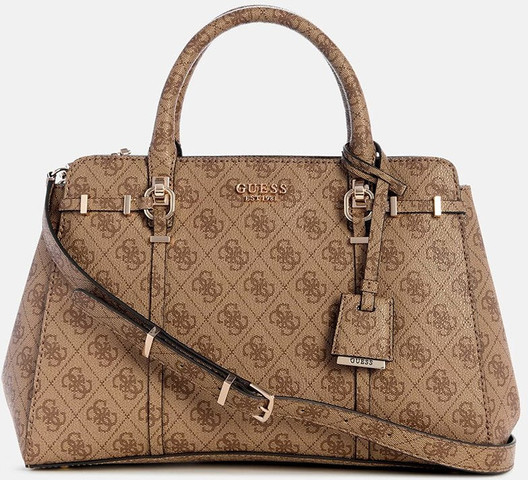 תיק Guess Leona Logo Mulit Comp Satchel נשים - גס - Brown