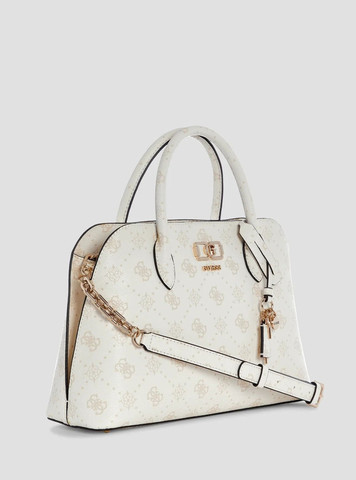 תיק Guess Emelie Logo 2 Comp Satchel נשים - גס - White