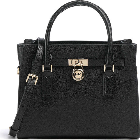 תיק מייקל קורס Hamilton Moderne Small Pebbled Leather Satchel נשים - מייקל קורס - Black