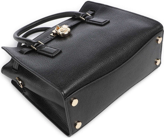 תיק מייקל קורס Hamilton Moderne Small Pebbled Leather Satchel נשים - מייקל קורס - Black