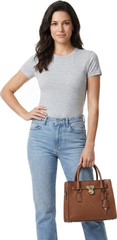 תיק מייקל קורס Hamilton Moderne Small Pebbled Leather Satchel נשים - מייקל קורס - Brown