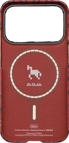 PITAKA Happiness Rides Edge Case iPhone 17 Pro Cinnabar Steed - מגן סיב ארמיד פרימיום לאייפון 17 פרו