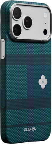 PITAKA Flora in Grid Edge Case iPhone 17 Pro Forest Dawn - מגן סיב ארמיד פרימיום לאייפון 17 פרו