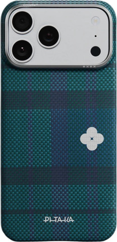 PITAKA Flora in Grid Edge Case iPhone 17 Pro Forest Dawn - מגן סיב ארמיד פרימיום לאייפון 17 פרו