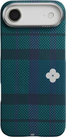 PITAKA Flora in Grid Edge Case iPhone 17 Pro Forest Dawn - מגן סיב ארמיד פרימיום לאייפון 17 פרו