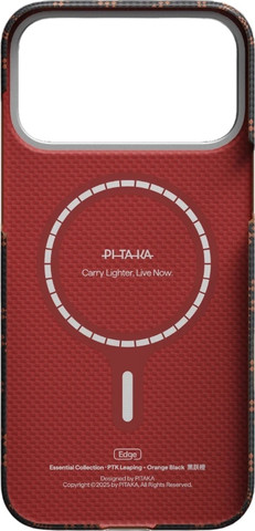 PITAKA Monogram Edge Case iPhone 17 Pro Max Leaping Orange Black - מגן סיב ארמיד פרימיום לאייפון 17 פרו מקס
