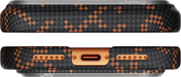PITAKA Monogram Edge Case iPhone 17 Pro Max Leaping Orange Black - מגן סיב ארמיד פרימיום לאייפון 17 פרו מקס