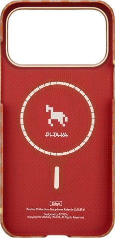 PITAKA Happiness Rides Edge Case iPhone 17 Pro Amber - מגן סיב ארמיד פרימיום לאייפון 17 פרו