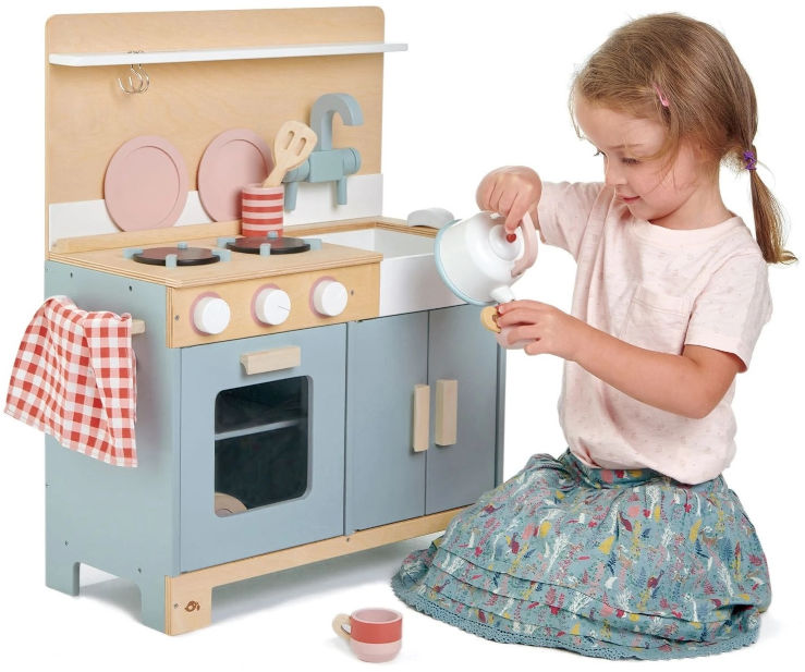מטבח לילדים מעץ מלא Home Kitchen עם 16 חלקים