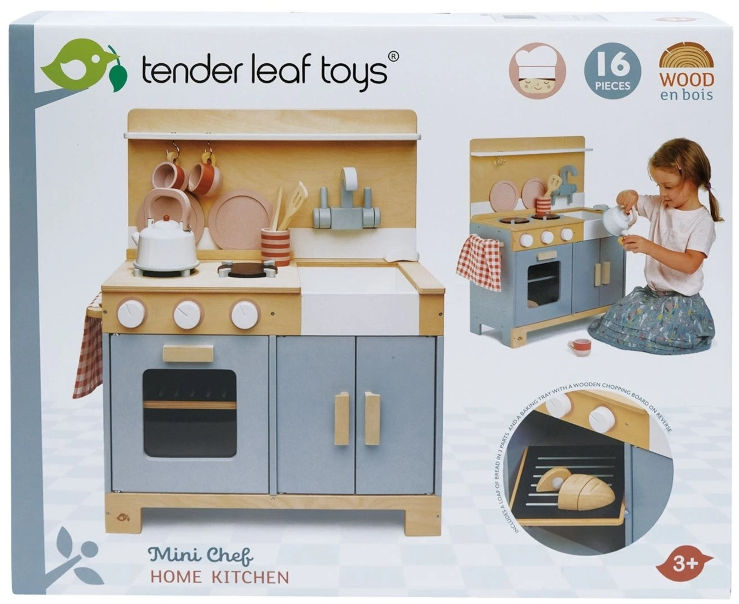 מטבח לילדים מעץ מלא Home Kitchen עם 16 חלקים