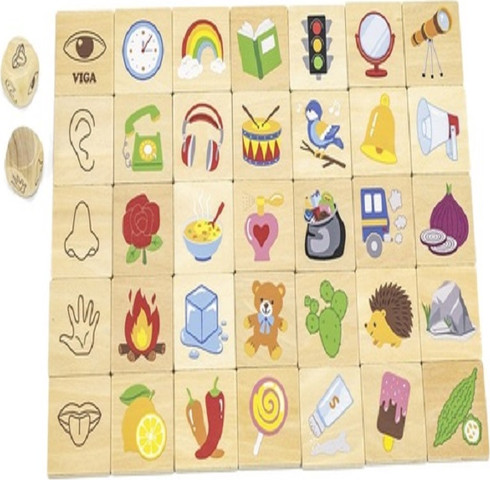 פאזל משחק התאמה ולימוד 5 החושים מעץ מלא 35 חלקים
