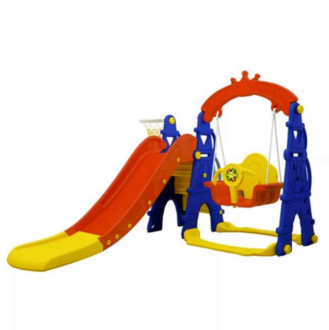 מתקן שעשועים משולב 3 ב-1 נדנדה מגלשה וכדורסל
