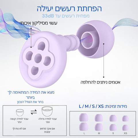 אטמי אוזניים לשינה וריכוז - Luna