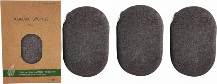 BlackKonjac – מארז 3 יחידות ספוג קונג’אק טבעי לניקוי הפנים והגוף