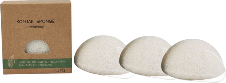WhiteKonjac – מארז 3 יחידות ספוג קונג’אק טבעי לניקוי הפנים והגוף