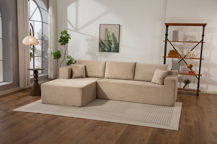 ספת רביצה פינתית בצבע חום דגם קסם מבית Twins Design צד שמאל