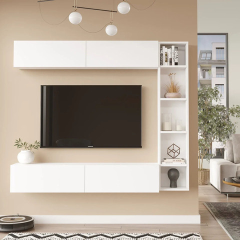 מזנון צף בשילוב מדפים דגם שיראל מבית Twins Design