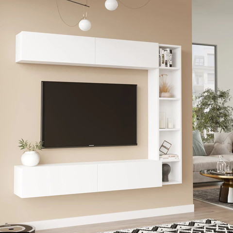 מזנון צף בשילוב מדפים דגם שיראל מבית Twins Design