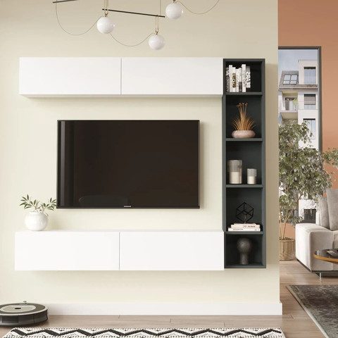מזנון צף בשילוב מדפים דגם קסם מבית Twins Design