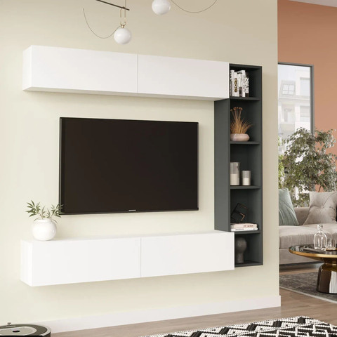 מזנון צף בשילוב מדפים דגם קסם מבית Twins Design