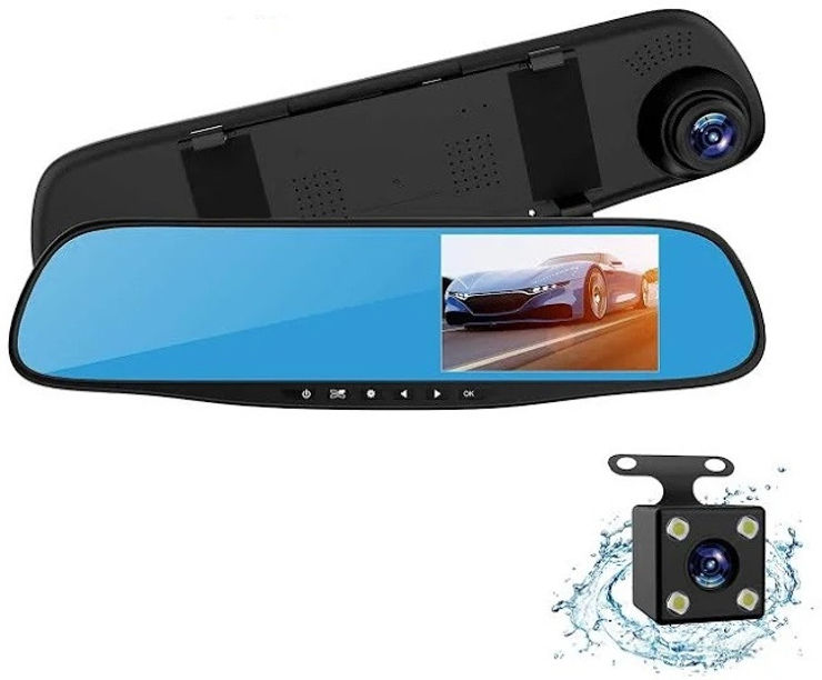 מצלמת רכב דו כיוונית FULL HD במראה פנורמית + צג LCD צבעוני